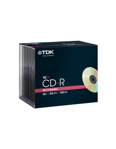 TDK T18765 CD-R RECORDABLE 700MB 52X 80 MIN 10PK SJC