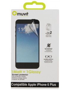 Set de dos Protectores Pantalla: 1 Mate - 1 Brillo Apple iPhone 6 Plus muvit 2