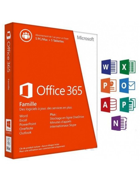Microsoft Office 365 Famille Premium 32/64 Bits - Licence d'abonnement ( 1 an ) - jusquà 5 PC ou Mac + 5 tablettes