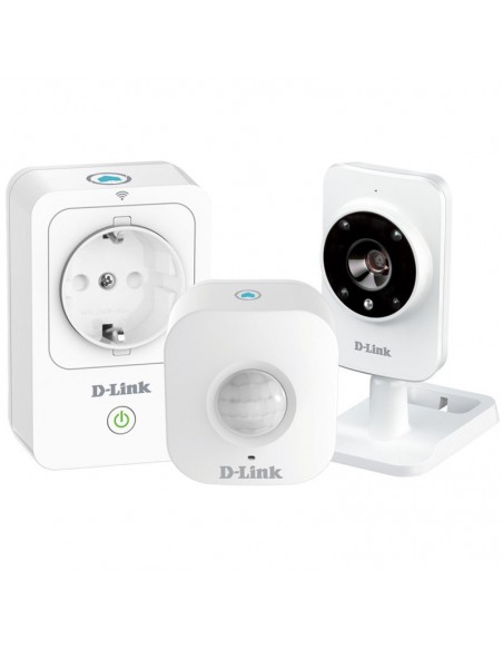 Kit de démarrage D-LINK avec caméra réseau (Wi-Fi b/g/n/ac) infrarouge, détecteur de mouvement et prise intelligente
