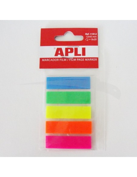 APLI Notes Index autocollants 12 x 45 - Lot de 5 Pochettes