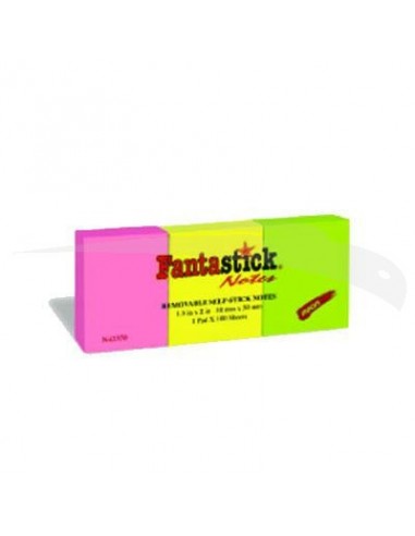 POST IT - FANTASTICK - FLUORESCENTS - 38.1 x 50.8 mm - Lot de 5 Blocs