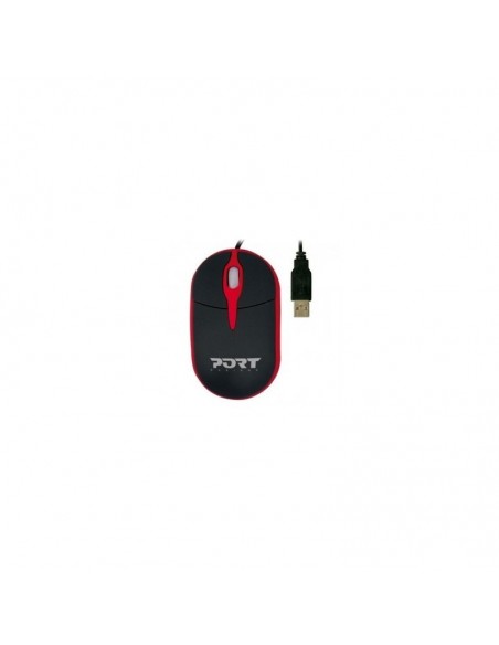 Port GEMMA Wired Mouse Black & Red Strip