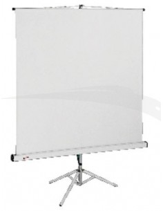 Écran de projection sur Trépied ORAY 180X180 cm avec carter en aluminium laqué blanc