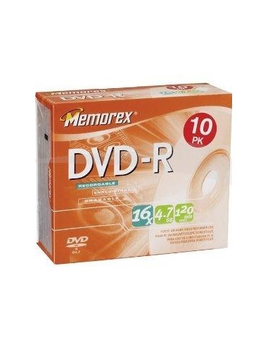 DVD-R -MEMOREX - 16X 4.7GB - AVEC POCHETTE - BOÎTE DE 10 DVD-R