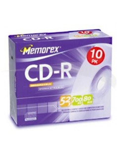 CD-R MEMOREX - 52 X 700 MB AVEC POCHETTE - BOÎTE DE 10 CD
