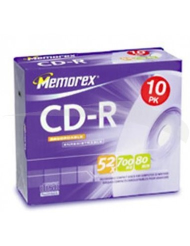 CD-R MEMOREX - 52 X 700 MB AVEC POCHETTE - BOÎTE DE 10 CD