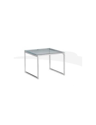 TABLE BASSE 60 x 60 cm en PU & chrome NOIR T-01GN