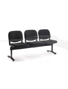 BANQUETTE 3 chaises visiteurs en tissu NOIR