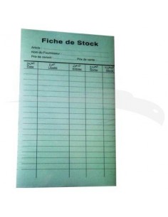 BLOC DE 100 FEUILLETS \" FICHE DE STOCK \" - PRE IMPRIMÉES - 13 x 20,5 cm - Lot de 5 blocs