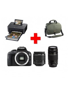 Reflex Canon EOS 100D + Objectif 18-55mm + Objectif 75-300mm + Imprimante Selphy CP910 + Sac à dos Pro