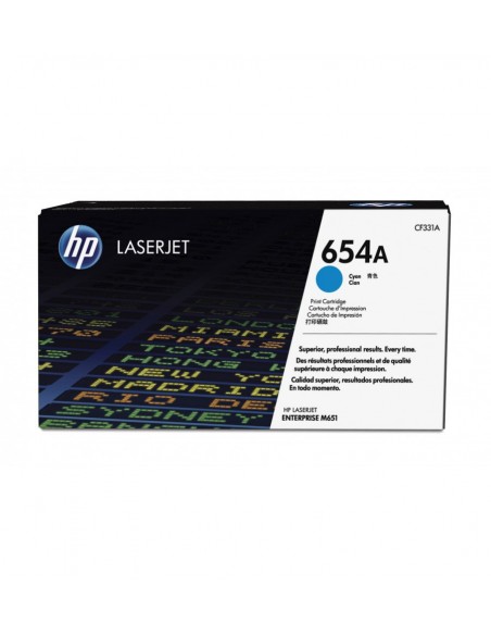 HP 654 Cyan Original LaserJetToner Cartr Color Sph Technolg (CF331A)