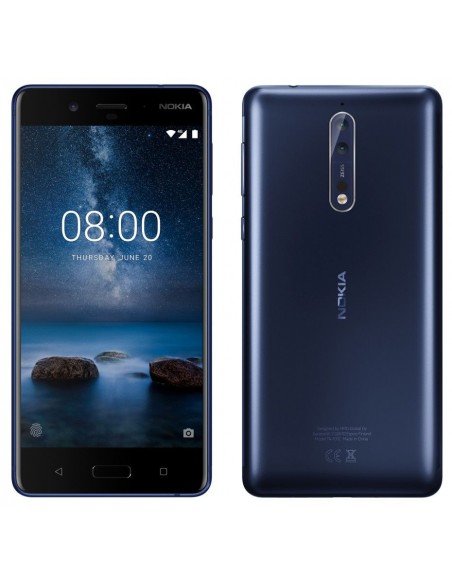 Nokia 8 /Bleu /5,3Pouce /IPS QHD /4 Go /64 Go /13 Mpx - 13 + 13 Mpx /3090 mAh