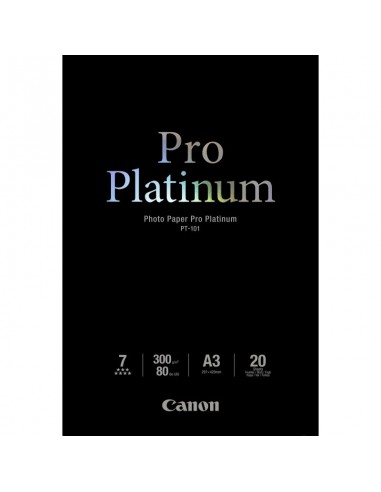 Papier Photos Canon PT-101 - Pro Platinum - 20 feuilles A3 de 300 g/m² (2768B017AC)
