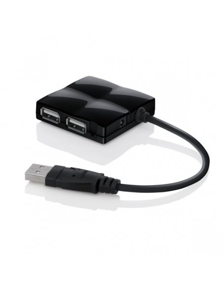 Hub de voyage USB 2.0 avec 4 ports ultra compact Noir