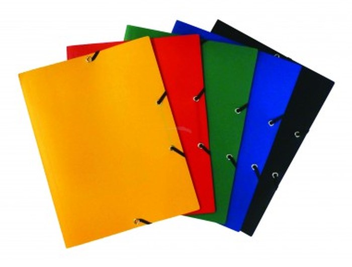 CHEMISES A 3 RABATS EN POLYPRO - FORMAT A4 - 24*32- AVEC ÉLASTIQUES 400 Microns - LOT DE 10 CHEMISES COULEURS ASSORTIES : NOIR