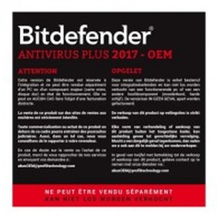 Bitdefender Antivirus Plus 2017 - Version OEM (O-FBDAVP7X1P001)