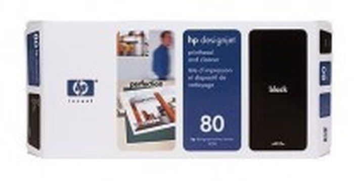 Tête d'impression et dispositif de nettoyage de tête d'impression noire HP 80 (C4820A)