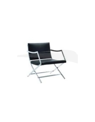 Fauteuil en PU et chrome en couleur noir, Dim. 59 x 78 x 75 cm