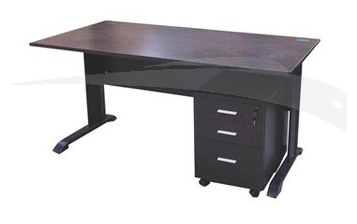 BUREAU avec piètement métallique 140 x 80 cm + caisson mobile 3 tiroirs