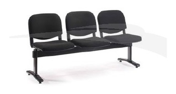 BANQUETTE 3 chaises visiteurs en tissu NOIR