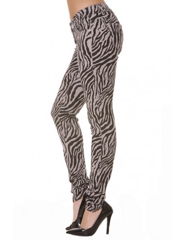 Pantalon Jeans Gris motifs noir Zébrés