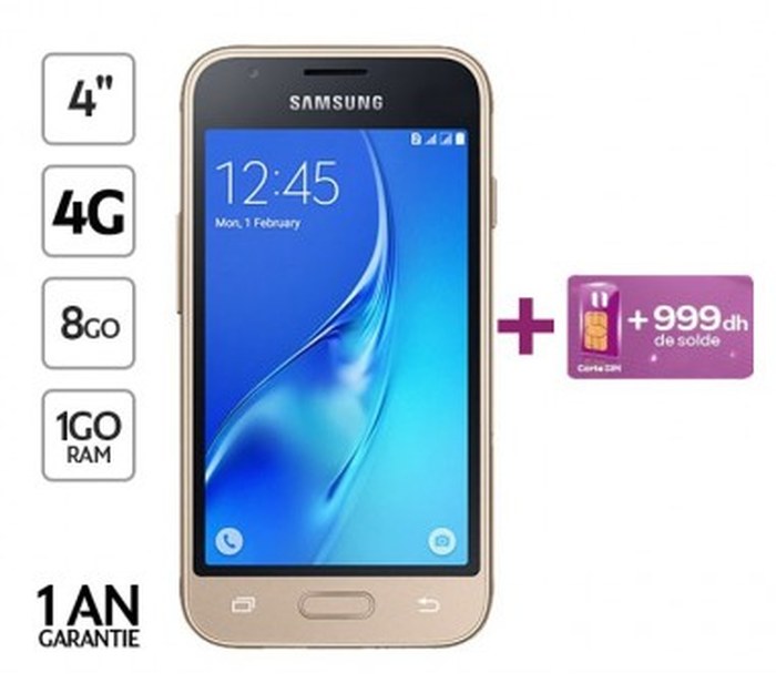SAMSUNG - Galaxy J1 mini Prime + Carte SIM inwi avec 999Dh de solde - 4\" - 1 Go RAM - 8 Go ROM - Gold