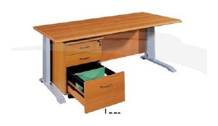 Bureau avec pieds métalliques + caisson mobile avec 3 tiroirs, 140 x 70 x 76 cm Wengé