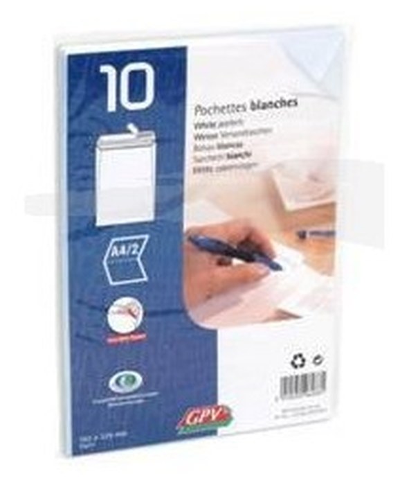 10 POCHETTES BLANCHES 90g - GPV - 229 X 324 mm