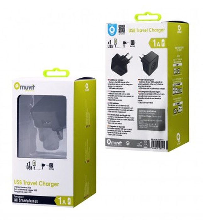 Transformateur USB Noir (sans cable ) Muvit