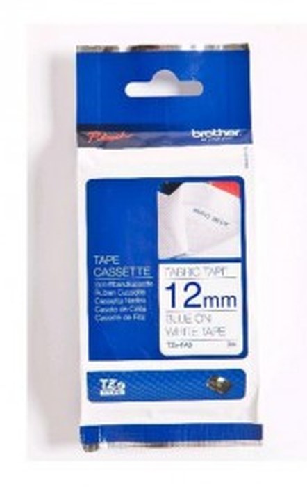 Ruban Brother d'étiquette tissu Bleu/Blanc 12 mm (TZFA3)
