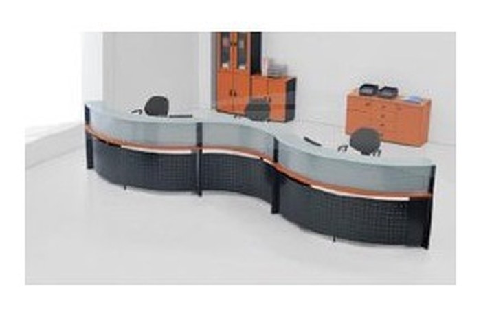 60°Comptoir Concave 1500W x 1100D x 750H Merisier / Noir