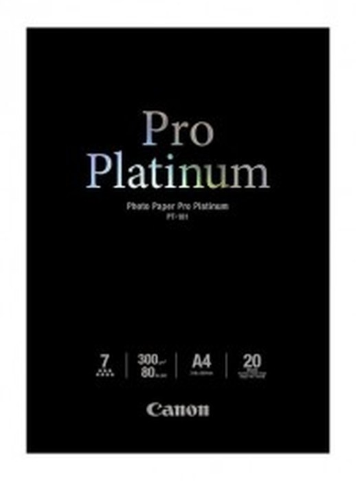 Papier Photos Canon PT-101 - Pro Platinum - 20 feuilles A4 de 300 g/m² (2768B016AC)