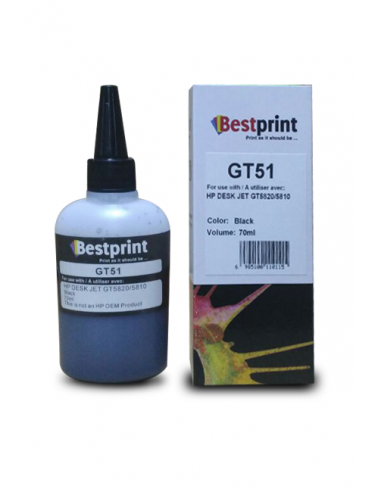 Bouteille d'encre BESTPRINT /Noir /70 ml /HP GT 5820 - 5810