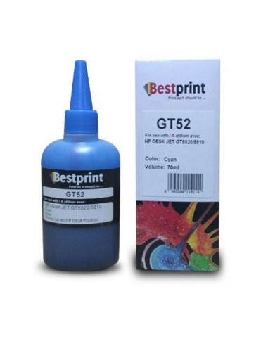 Bouteille d'encre BESTPRINT /Cyan /70 ml /HP GT 5820 - GT5810