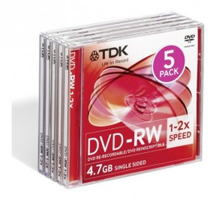 TDK T18448 DVD-RW RE-RECORDABLE / DVD REINSCRIPTIBLE 4.7GB 1x-2x SPEED 5P FJC