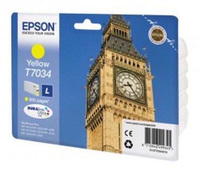 Cartouche d'encre Jaune Epson T7034 Big Ben (800 pages)
