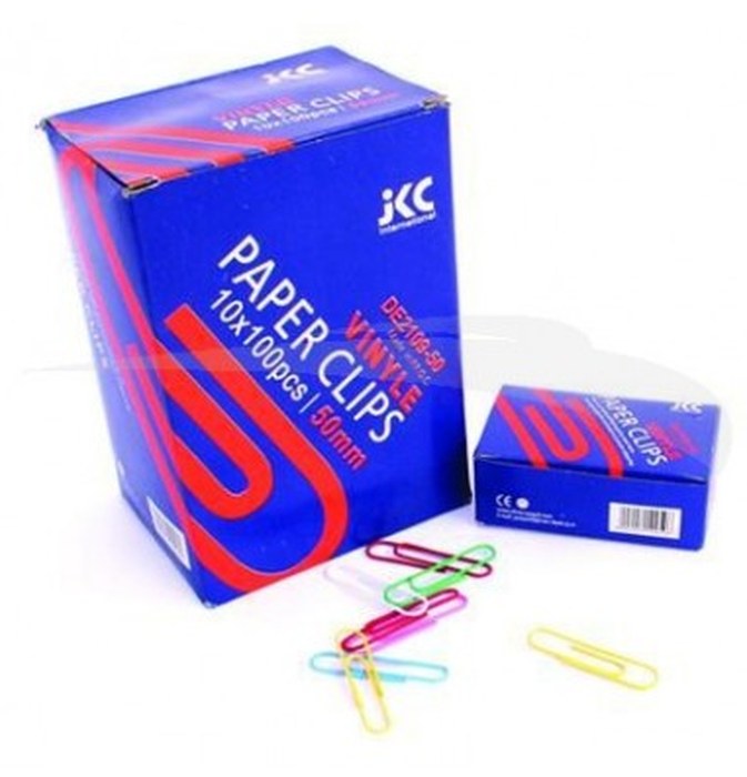 100 TROMBONES PLASTIFIÉES - JKC - 50 mm - lot de 10 boîtes