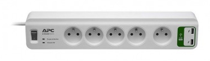 Bloc parafoudre APC 5 prises France 230V avec 2 ports de chargement USB
