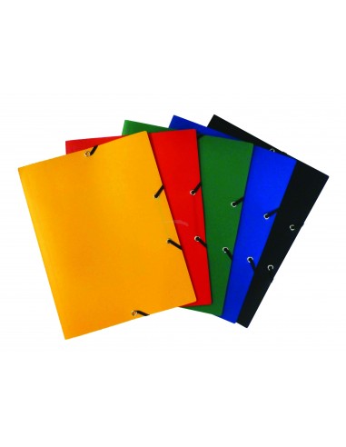 CHEMISES A 3 RABATS EN POLYPRO - FORMAT A4 - 24*32- AVEC ÉLASTIQUES 400 Microns - LOT DE 10 CHEMISES COULEURS ASSORTIES : NOIR
