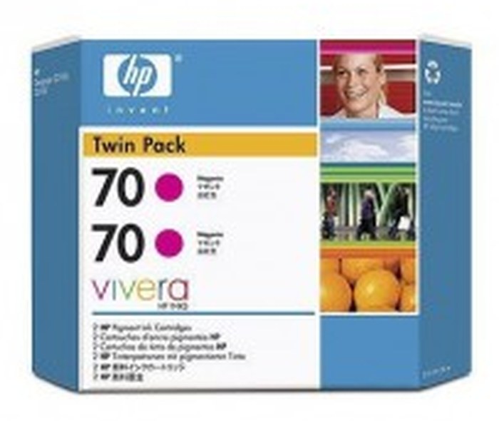 HP 70 2-pack 130-ml Magenta Ink Cartridges (CB344A)
