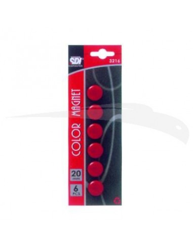 8 AIMANTS CKS - DE 20 mm de couleur rouge.