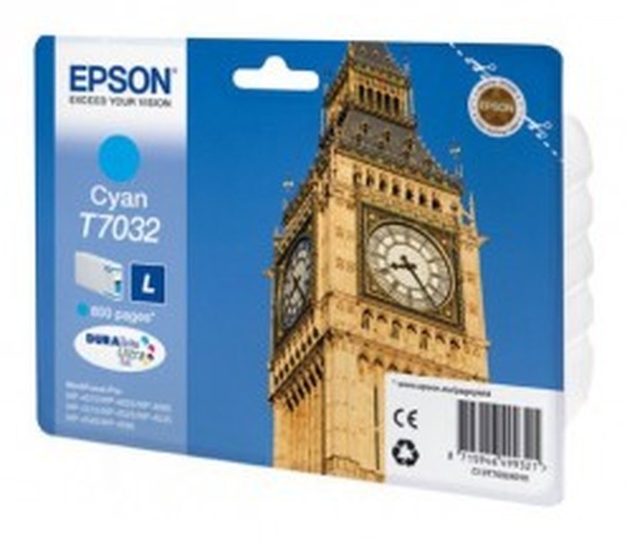 Cartouche d'encre Cyan Epson T7032 Big Ben (800 pages)