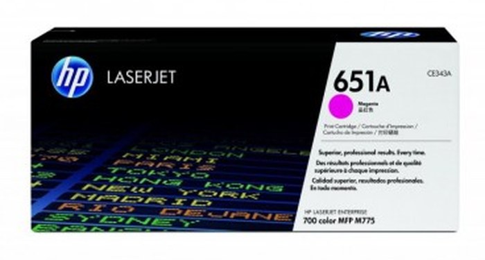 Cartouche authentique de toner magenta LaserJet HP 651A (CE343A)