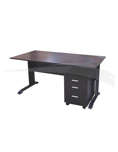 BUREAU avec piètement métallique 140 x 80 cm + caisson mobile 3 tiroirs