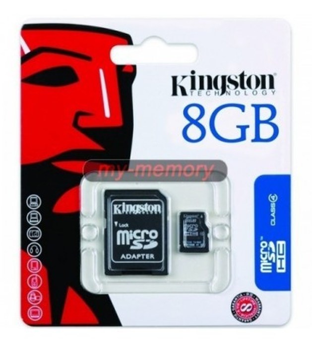 microSDHC 8GB Class 4 Flash Card KINGSTON AVEC ADAPTEUR