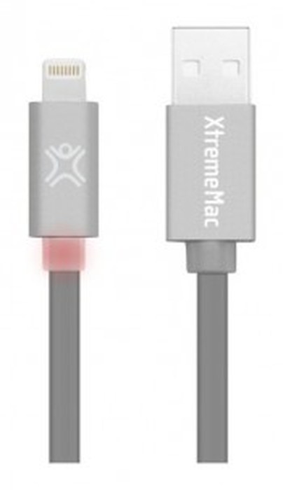 Câble Éclairé XtremeMAc à LED Plat - 1,2 m Gris (XCL-FLD-13)