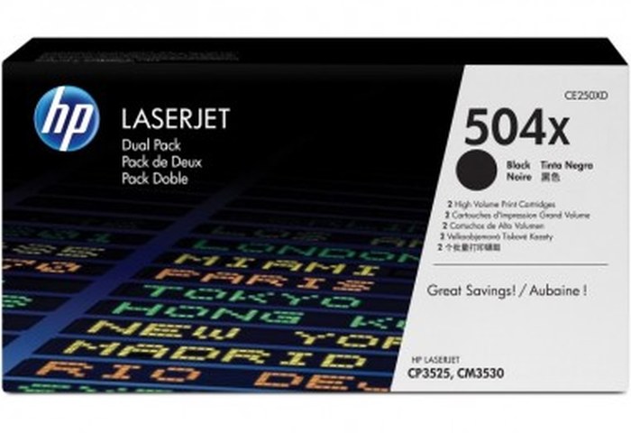 HP 504X Black Dual Pk LJ Toner Cartridge (CE250XD)