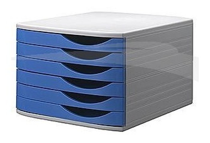 Module de classement Class'box 5 Tiroirs Atlanta Gris clair / bleu