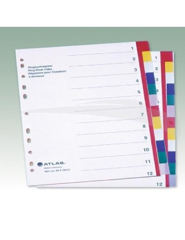 INTERCALAIRES NUMÉRIQUES - ATLAS - A4 - lot de 25 jeux de 12 intercalaires